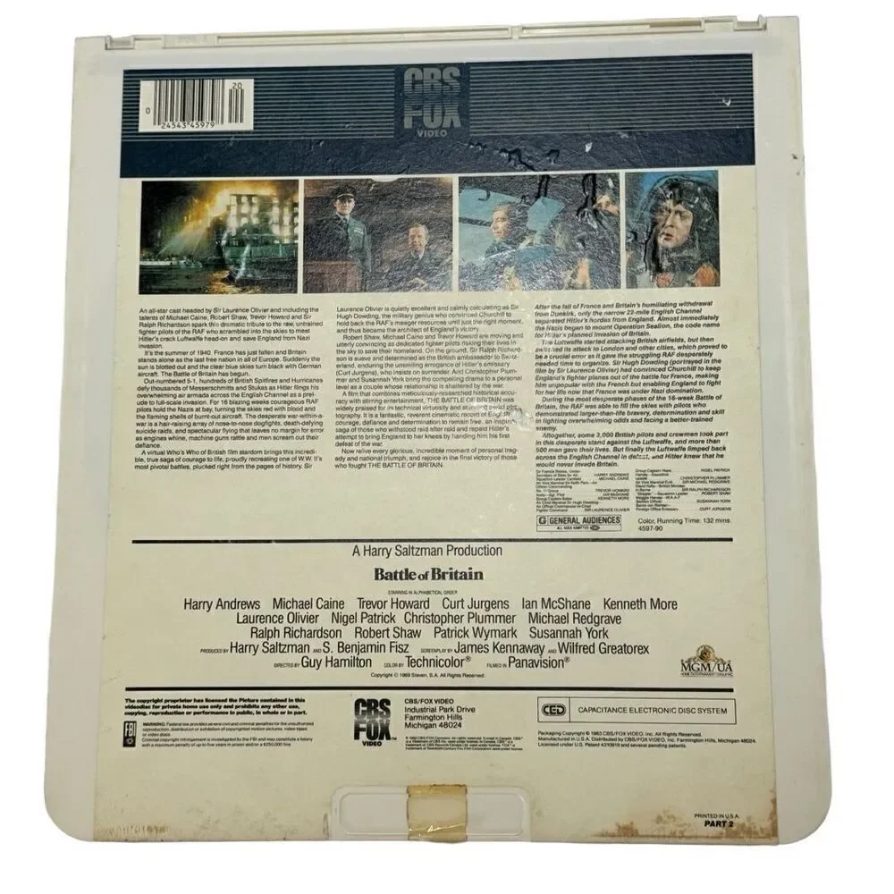 1969 Battle of Britain - 2 CED CBS Fox Videodisc Movie Part I & II ( 1 & 2 )